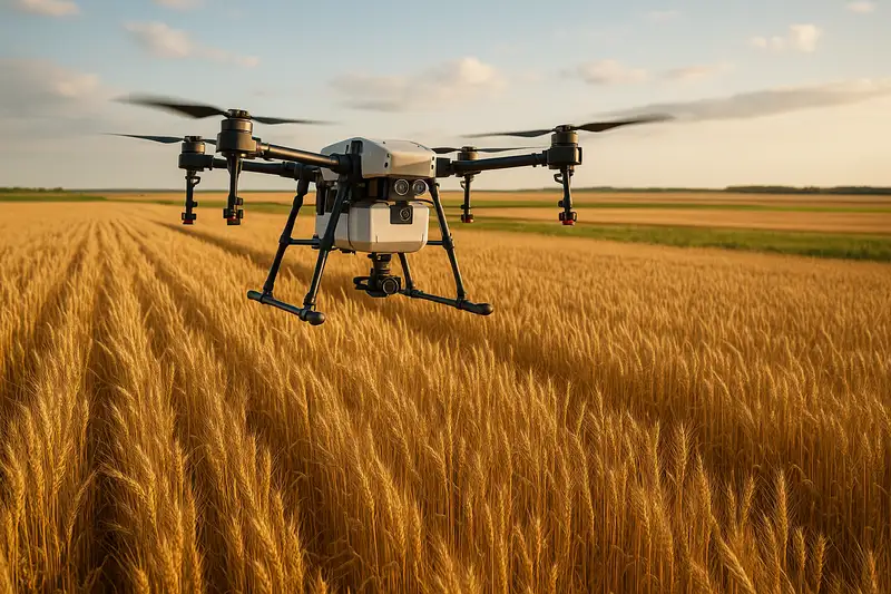 Drones monitorizando extensos campos de cereales