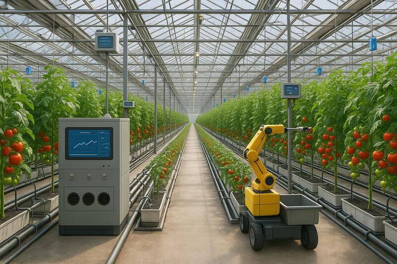 Invernadero automatizado con sistemas de riego y control climático