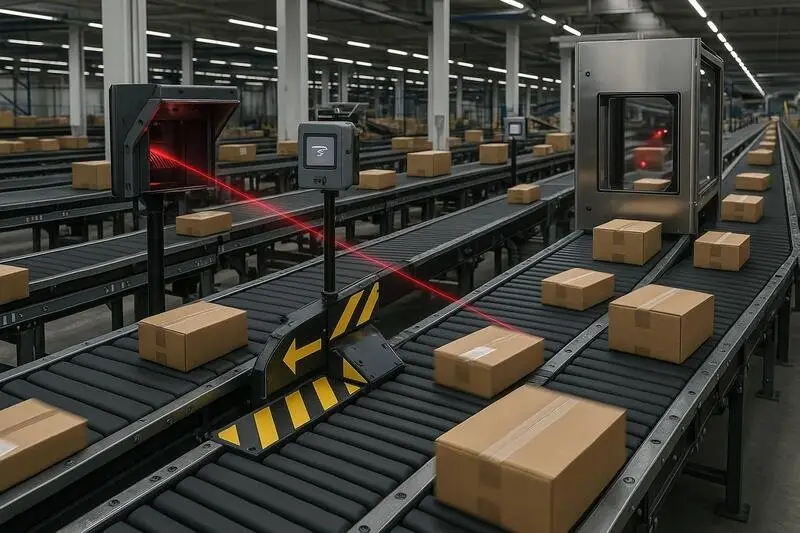 Sistema de clasificación automática con cintas transportadoras y scanners en centro logístico