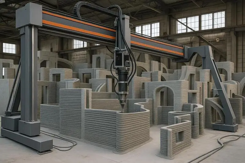 Impresora 3D de gran formato construyendo estructuras arquitectónicas