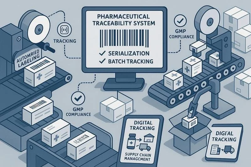 Sistema de trazabilidad farmacéutica con códigos y seguimiento automático