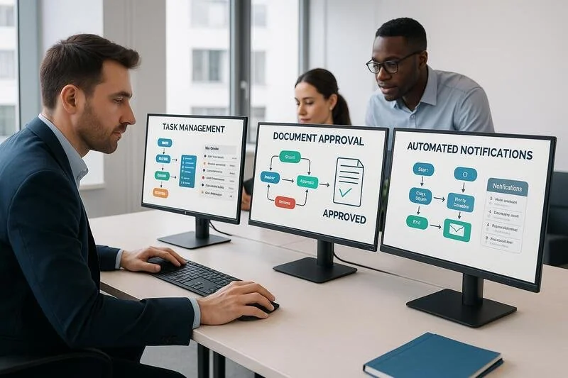 Automatización de flujos de trabajo para mejorar la coordinación entre departamentos